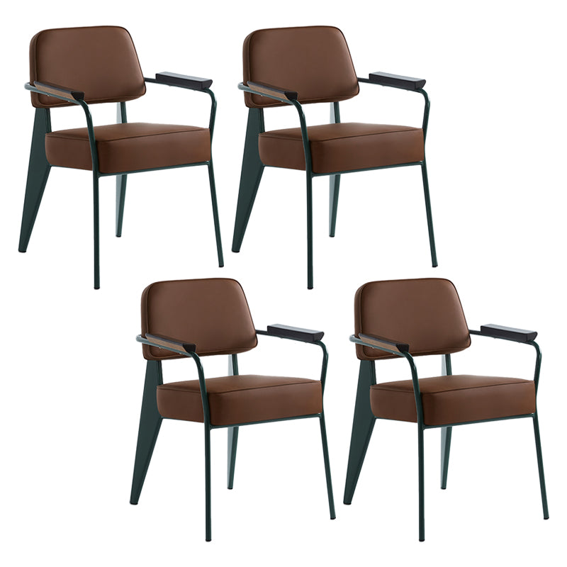 Scandinavian Home Arm Chair Open Back Metal Upholstered Dining Room Chair