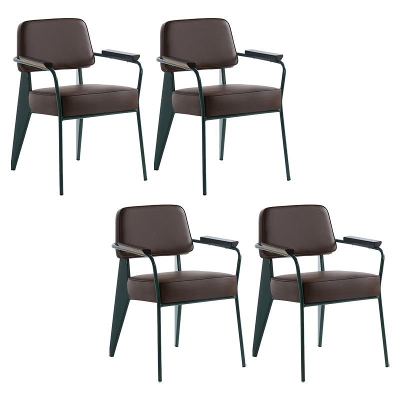 Scandinavian Home Arm Chair Open Back Metal Upholstered Dining Room Chair