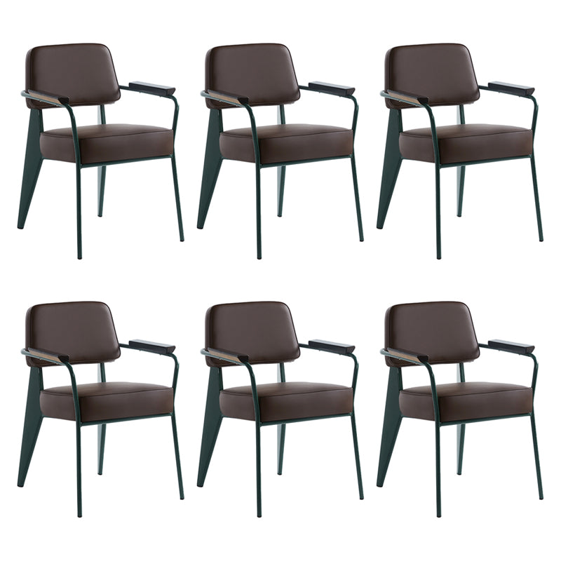 Scandinavian Home Arm Chair Open Back Metal Upholstered Dining Room Chair