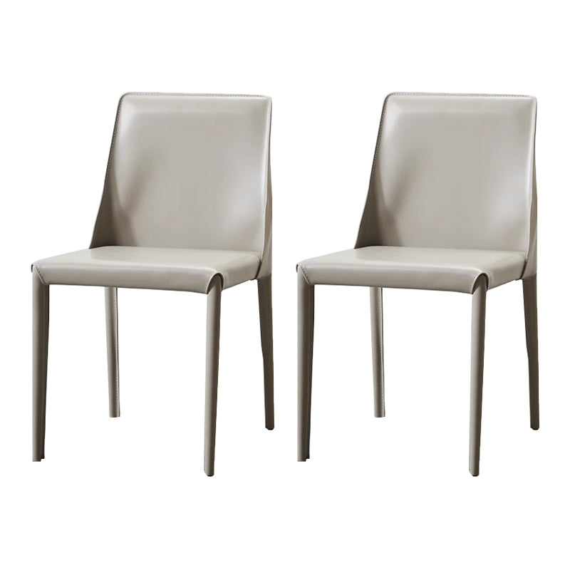 Silla de estudio estilo diseñador, silla de comedor Parsons de cuero con acabado mate (juego de 2)