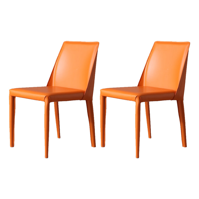 Silla de estudio estilo diseñador, silla de comedor Parsons de cuero con acabado mate (juego de 2)