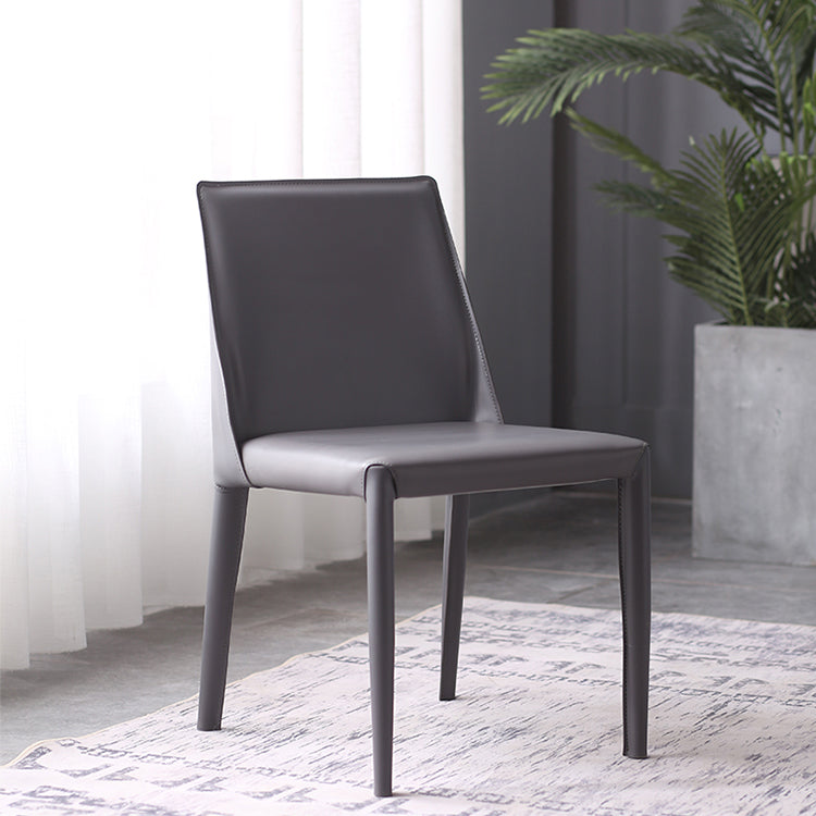 Silla de estudio estilo diseñador, silla de comedor Parsons de cuero con acabado mate (juego de 2)