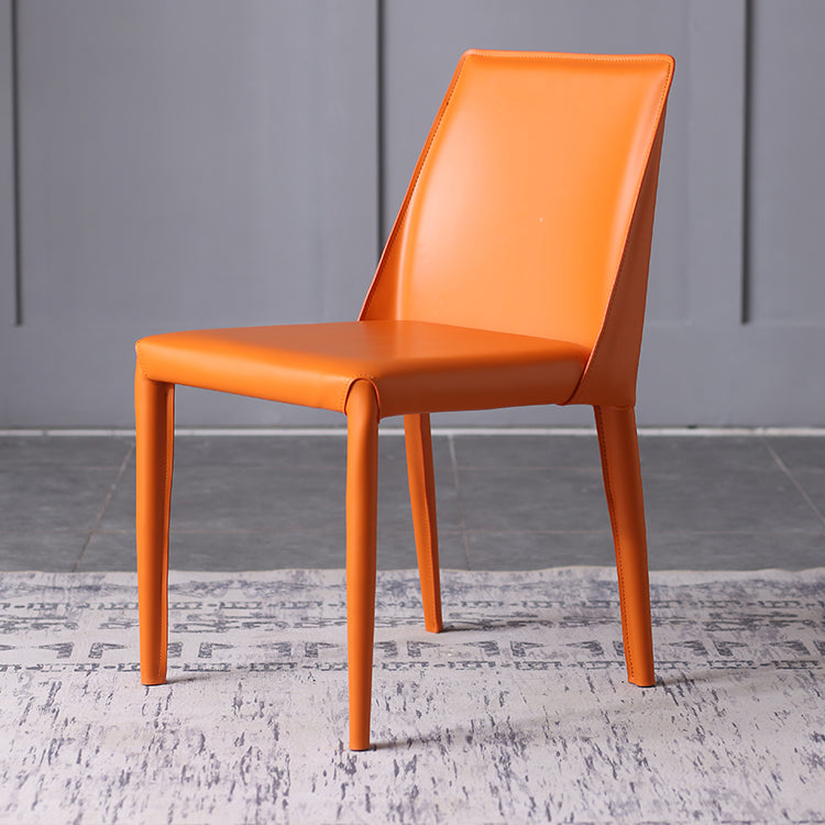 Silla de estudio estilo diseñador, silla de comedor Parsons de cuero con acabado mate (juego de 2)