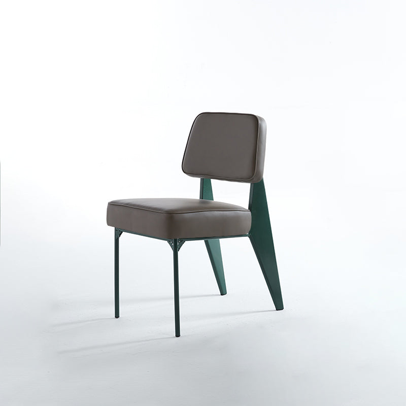 Chaise d'appoint scandinave à dossier ouvert, chaise de salle à manger rembourrée en métal