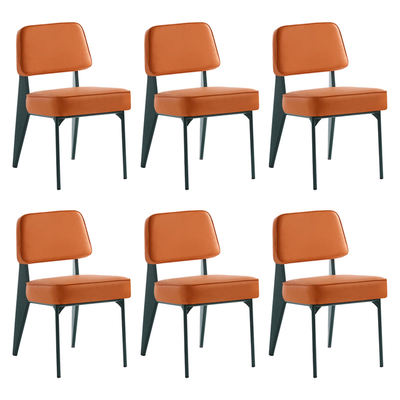 Chaise d'appoint scandinave à dossier ouvert, chaise de salle à manger rembourrée en métal