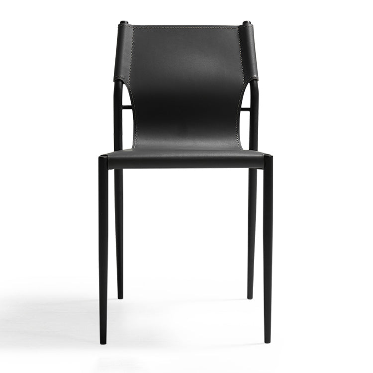 Chaise d'appoint de salle à manger contemporaine en cuir, finition mate, dossier solide (Ensemble de 2)
