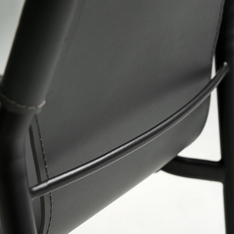 Chaise d'appoint de salle à manger contemporaine en cuir, finition mate, dossier solide (Ensemble de 2)