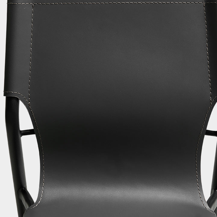 Silla auxiliar de comedor de cuero contemporánea con acabado mate y respaldo sólido (juego de 2)