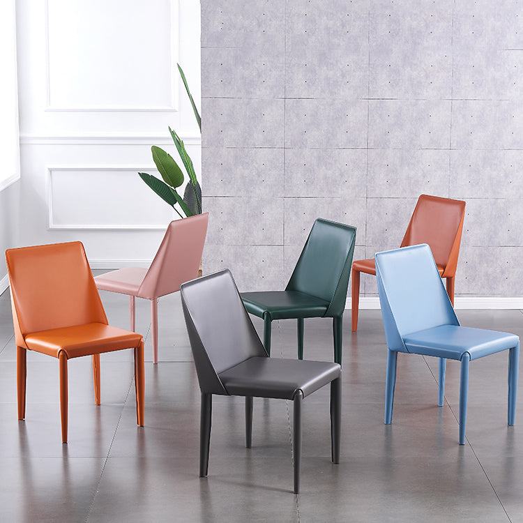 Silla de restaurante de cuero estilo diseñador, acabado mate, silla de comedor Parsons (juego de 2)