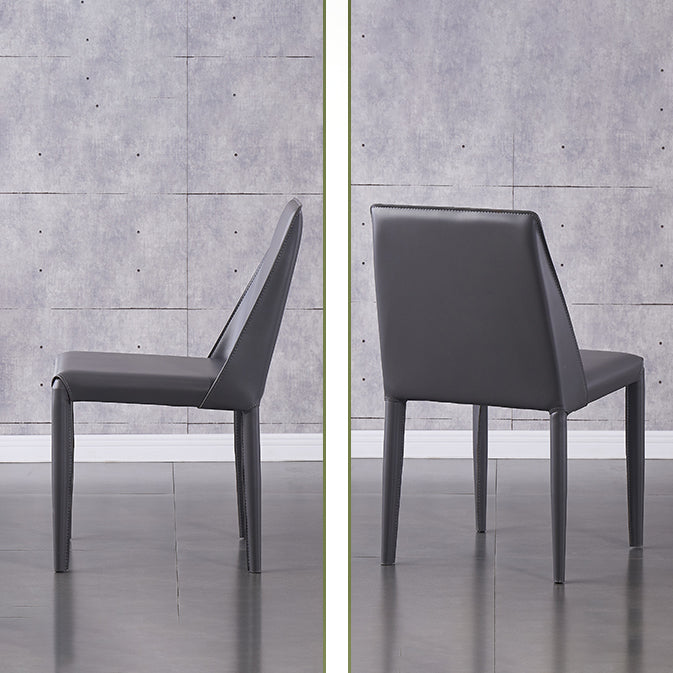 Silla de restaurante de cuero estilo diseñador, acabado mate, silla de comedor Parsons (juego de 2)