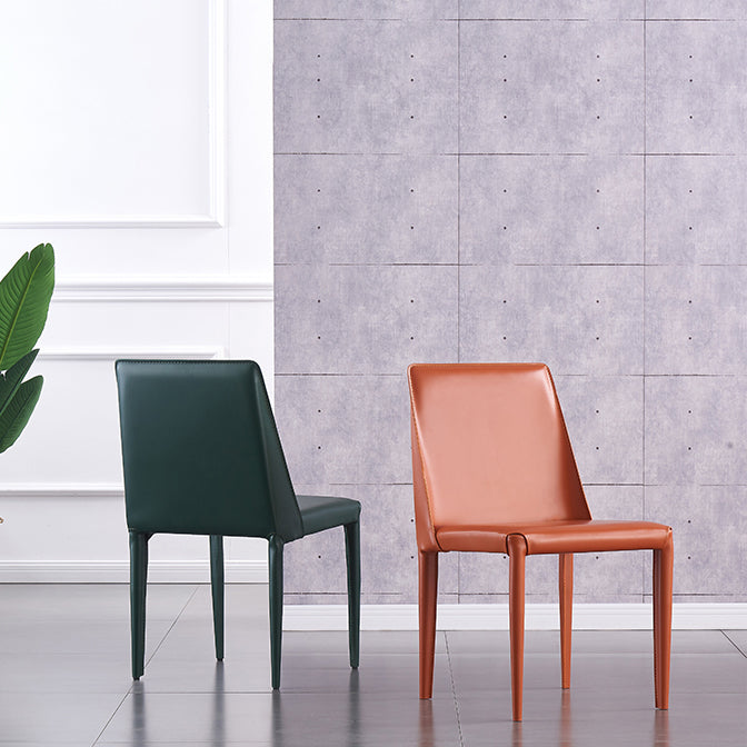 Silla de restaurante de cuero estilo diseñador, acabado mate, silla de comedor Parsons (juego de 2)
