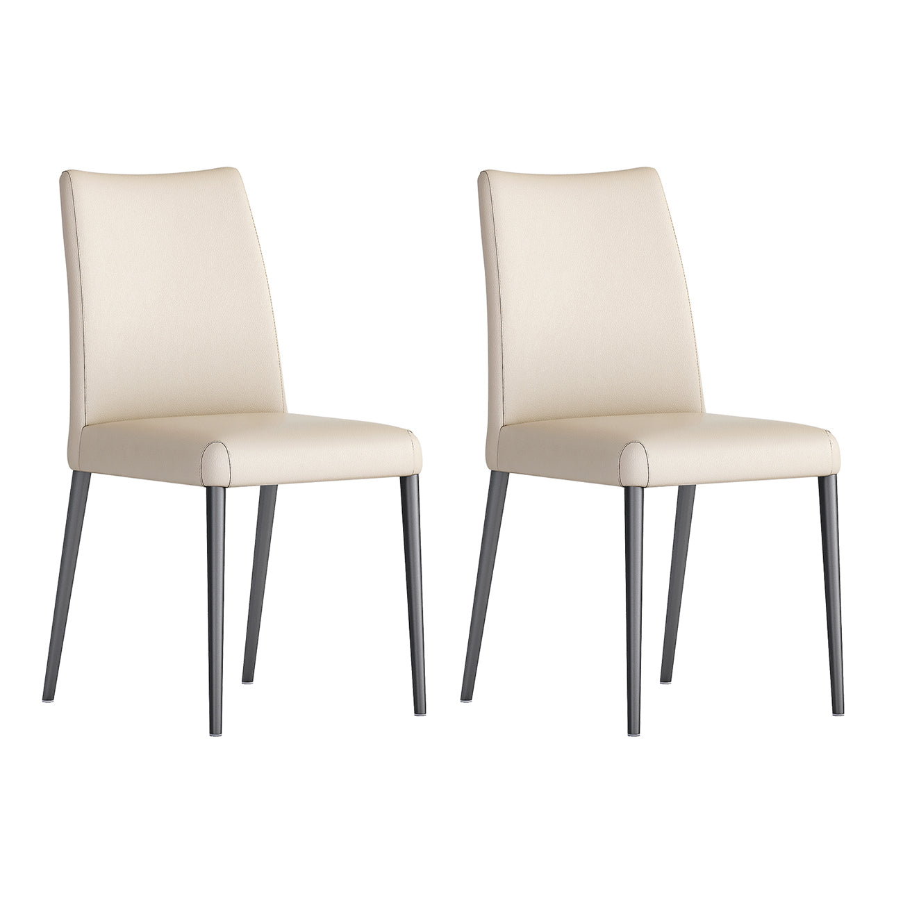 Silla de comedor sin brazos de estilo moderno, sillas de comedor tapizadas en cuero con respaldo sólido (juego de 2)