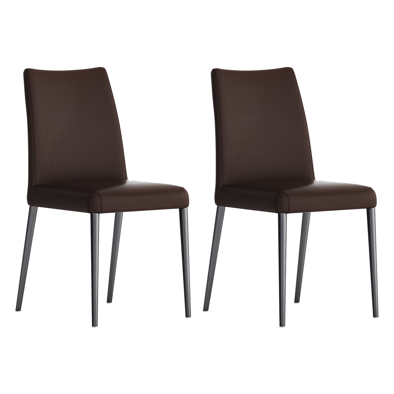 Silla de comedor sin brazos de estilo moderno, sillas de comedor tapizadas en cuero con respaldo sólido (juego de 2)