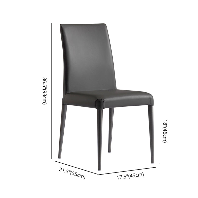 Silla de comedor sin brazos de estilo moderno, sillas de comedor tapizadas en cuero con respaldo sólido (juego de 2)