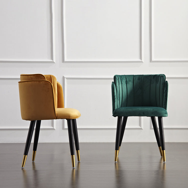 Chaises d'appoint rembourrées de style scandinave Chaises sans accoudoirs à dossier en baril pour un usage domestique (Ensemble de 2)