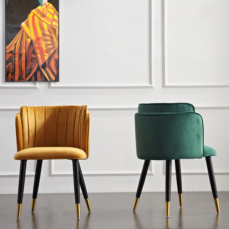 Chaises d'appoint rembourrées de style scandinave Chaises sans accoudoirs à dossier en baril pour un usage domestique (Ensemble de 2)