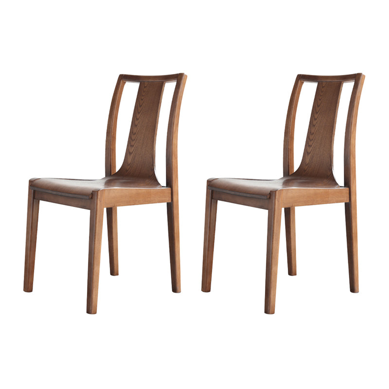 Silla auxiliar de comedor de madera de estilo tradicional, sillas sin brazos con respaldo de listones para cocina (juego de 2)