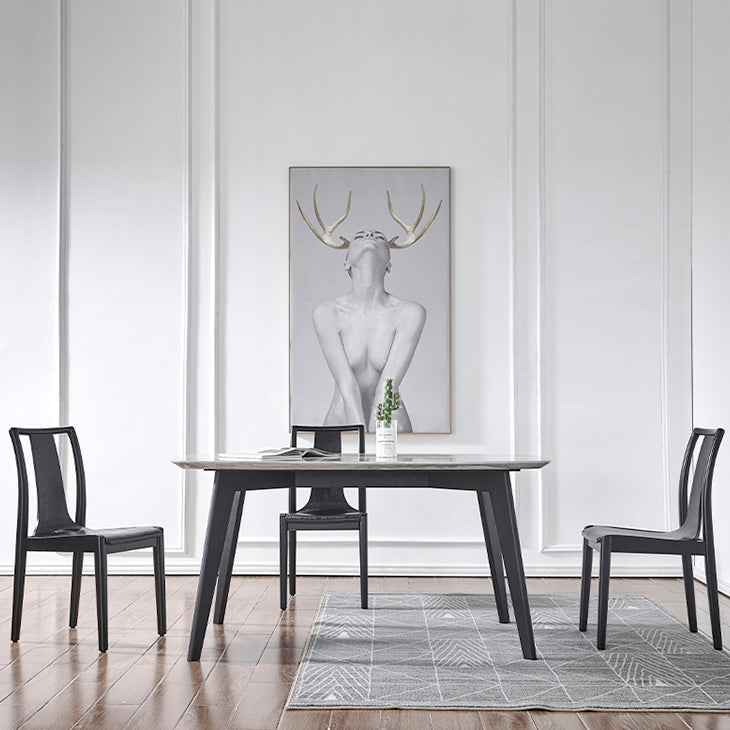 Silla auxiliar de comedor de madera de estilo tradicional, sillas sin brazos con respaldo de listones para cocina (juego de 2)