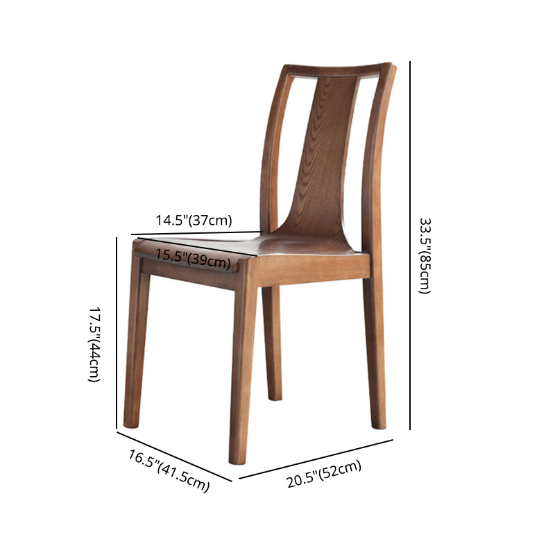 Silla auxiliar de comedor de madera de estilo tradicional, sillas sin brazos con respaldo de listones para cocina (juego de 2)