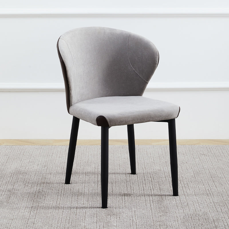 Silla lateral de comedor contemporánea con acabado mate, respaldo de cuero, silla de comedor