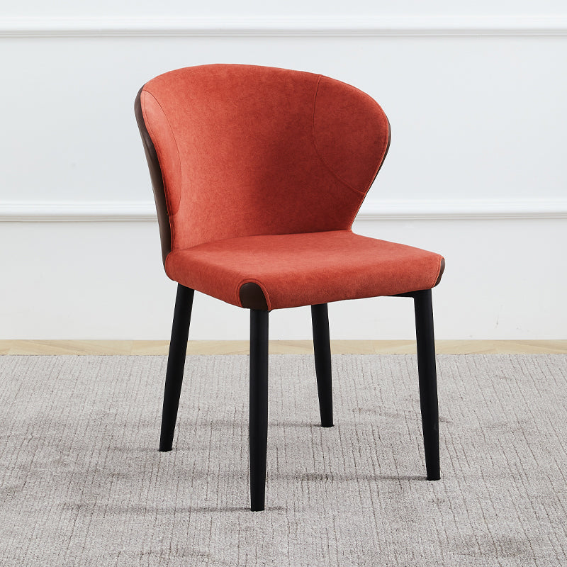 Silla lateral de comedor contemporánea con acabado mate, respaldo de cuero, silla de comedor