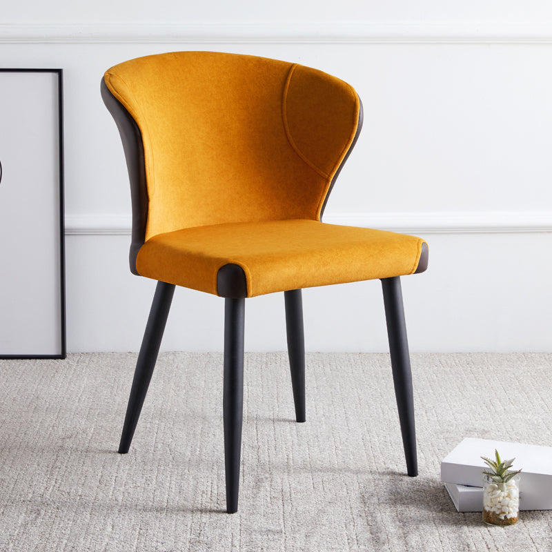 Silla lateral de comedor contemporánea con acabado mate, respaldo de cuero, silla de comedor