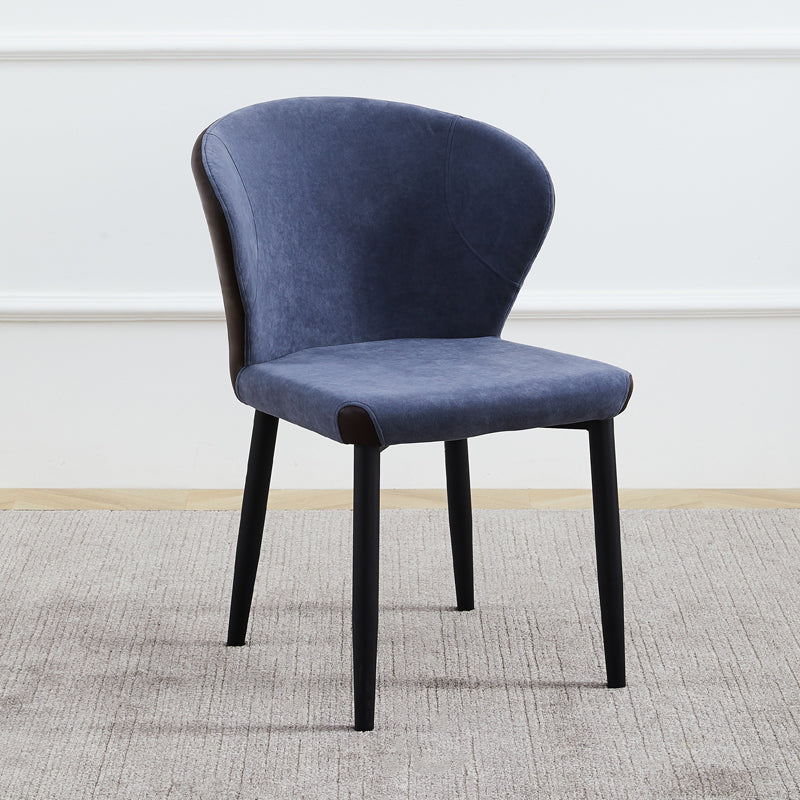 Silla lateral de comedor contemporánea con acabado mate, respaldo de cuero, silla de comedor