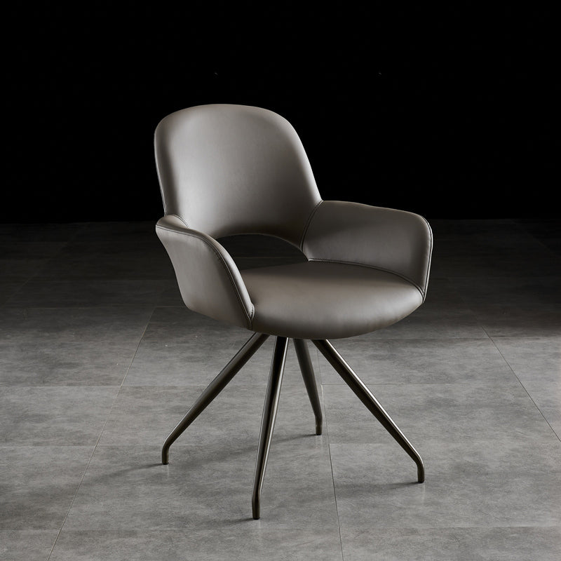 El cuero del estilo minimalista que cena las sillas abre la silla lateral tapizada que cena con la parte posterior