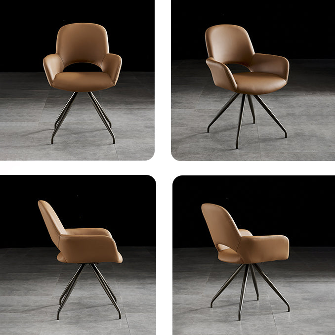 El cuero del estilo minimalista que cena las sillas abre la silla lateral tapizada que cena con la parte posterior