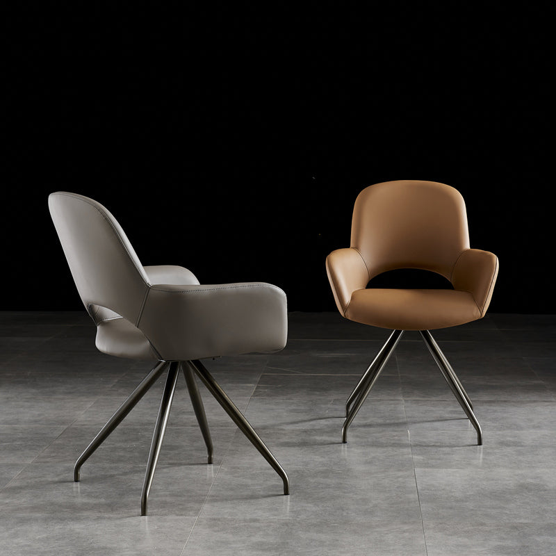 El cuero del estilo minimalista que cena las sillas abre la silla lateral tapizada que cena con la parte posterior