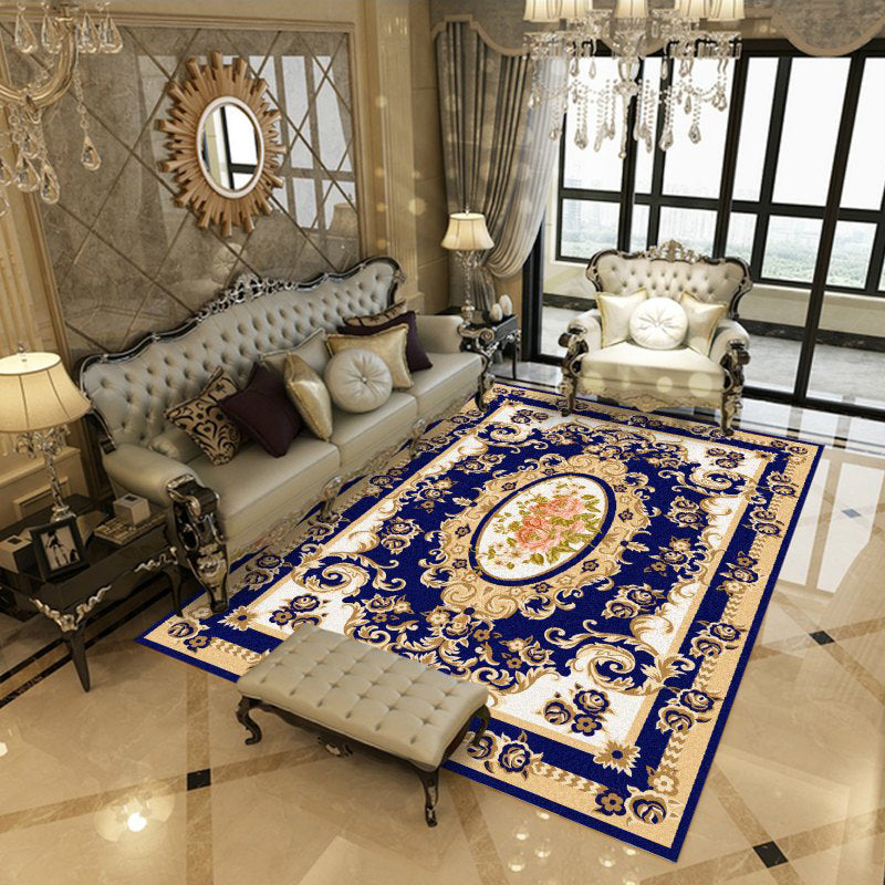 Navy Modern Rug Blending Graphic Rug Stain Resistant Rug for Living Room