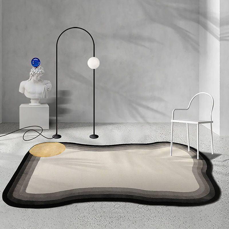 Leisure Novelty Shape Rug Simplicity Contrast Panel Rug Polyester Carpet with Non-Slip Backing