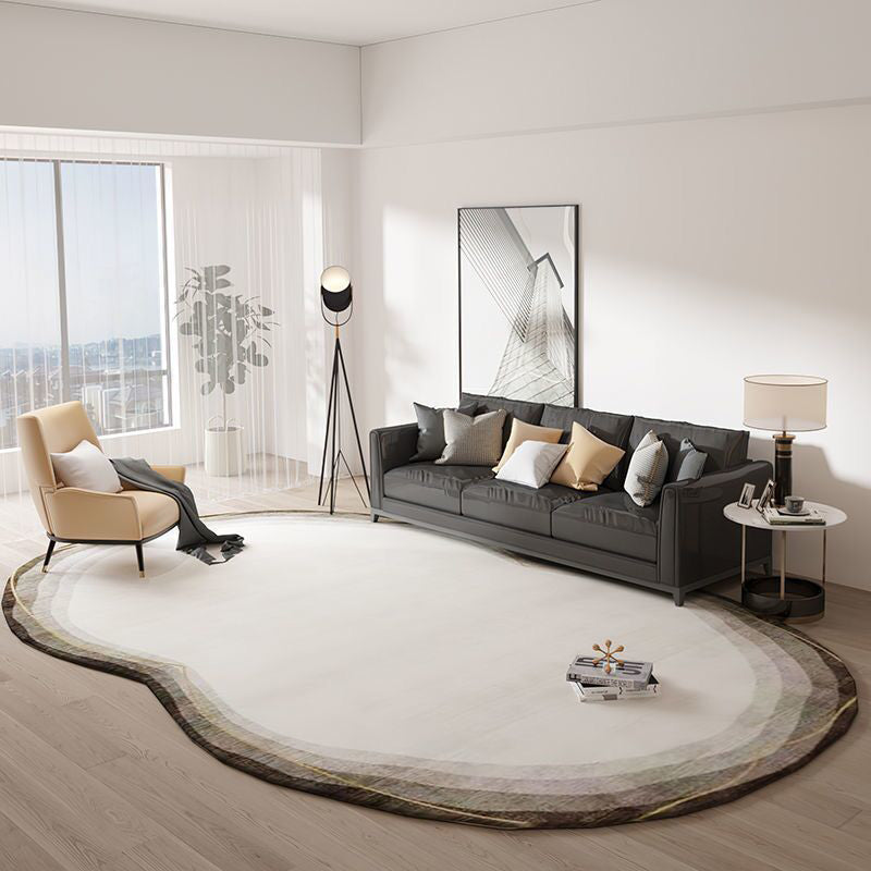 Leisure Novelty Shape Rug Simplicity Contrast Panel Rug Polyester Carpet with Non-Slip Backing