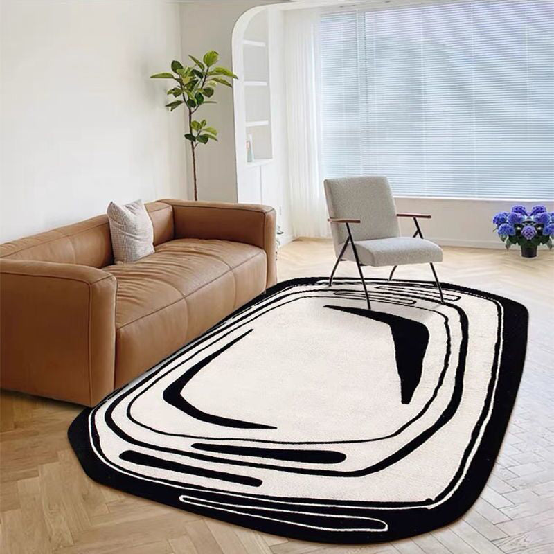 Leisure Novelty Shape Rug Simplicity Contrast Panel Rug Polyester Carpet with Non-Slip Backing