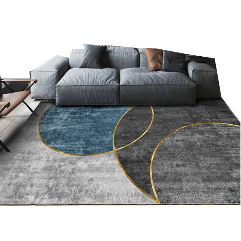 Black Modern Carpet Blended Graphic Carpet Washable Carpet for Home Decoration