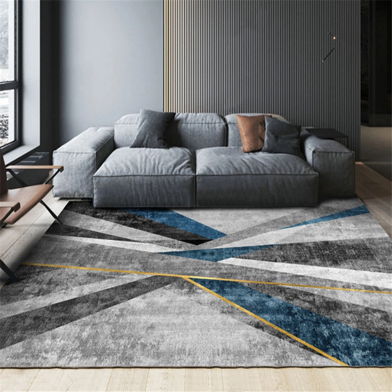 Black Modern Carpet Blended Graphic Carpet Washable Carpet for Home Decoration