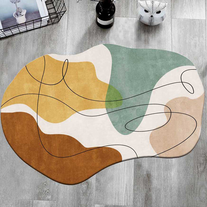 Modern Novelty Shape Carpet Contrast Panel Area Rug Polyester Carpet with Non-Slip Backing