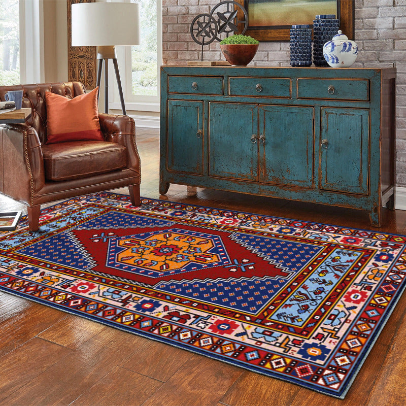 Boho Tribal Totem Teppich Multikolen Polyester Teppich Teppichfleck -Widerstand Teppich für die Heimdekoration
