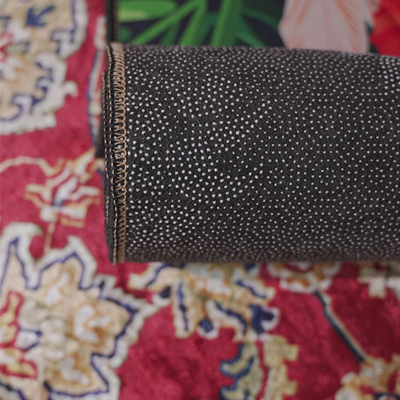 Blue European Carpet Medallion Print Polyester Area Rug Stain Resistant Rug for Home Decor