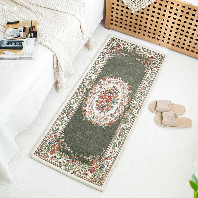 Apricot Medallion Pattern Rug European Polyester Area Rug Non-Slip Backing Carpet for Bedroom