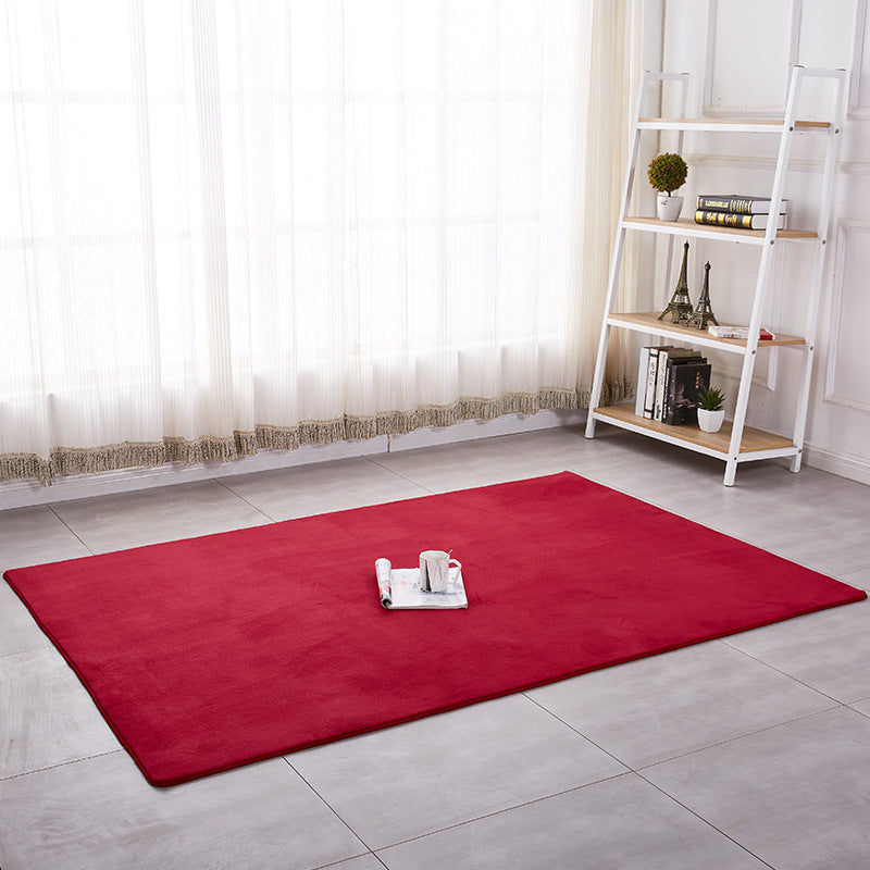 Simple Solid Shag Carpet Polyester Area Rug Non-Slip Backing Indoor Rug for Adults Bedroom
