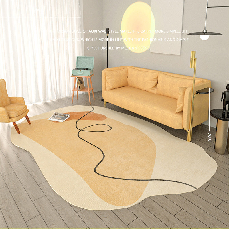 Stylish Color-Blocked Area Carpet Polyester Area Rug Stain Resistant Area Rug for Living Room