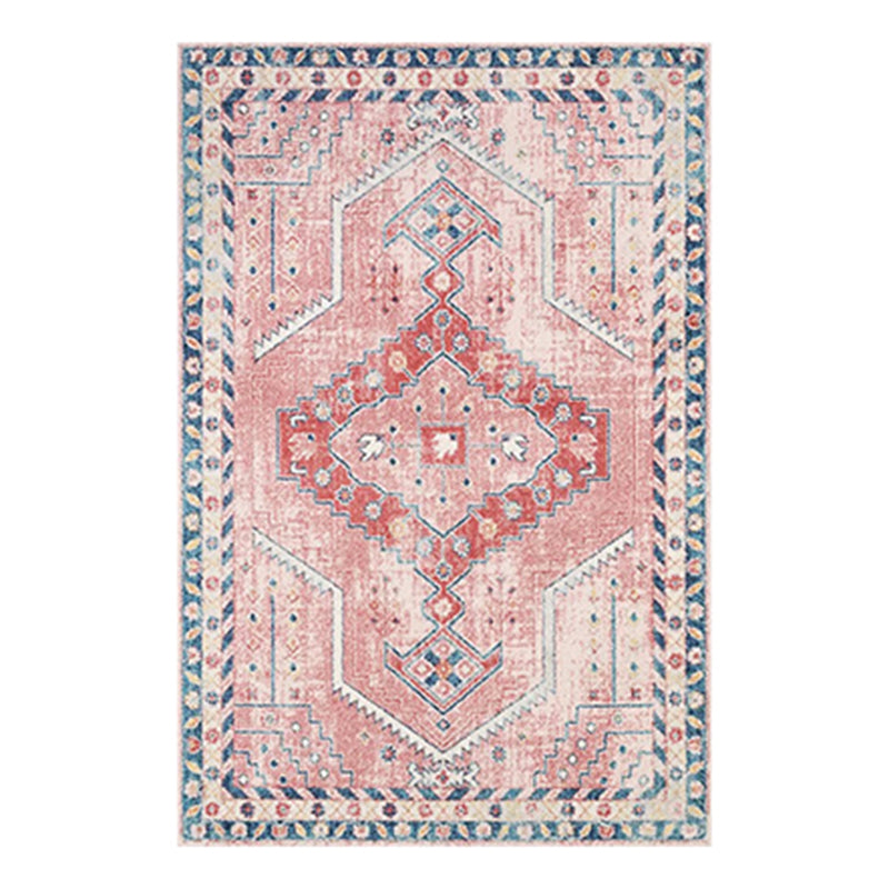 Traditional Living Room Area Carpet Antique Pattern Polyester Area Rug Stain Resistant Rug