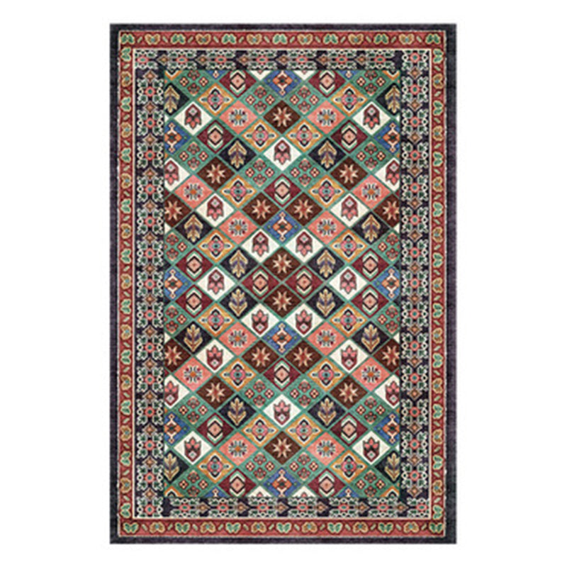 Traditional Living Room Area Carpet Antique Pattern Polyester Area Rug Stain Resistant Rug