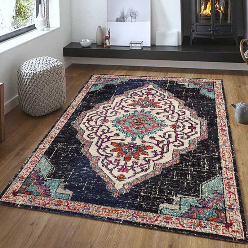 Mid-Century Area Rug Classic Floral Print Carpet Non-Slip Backing Carpet for Living Room