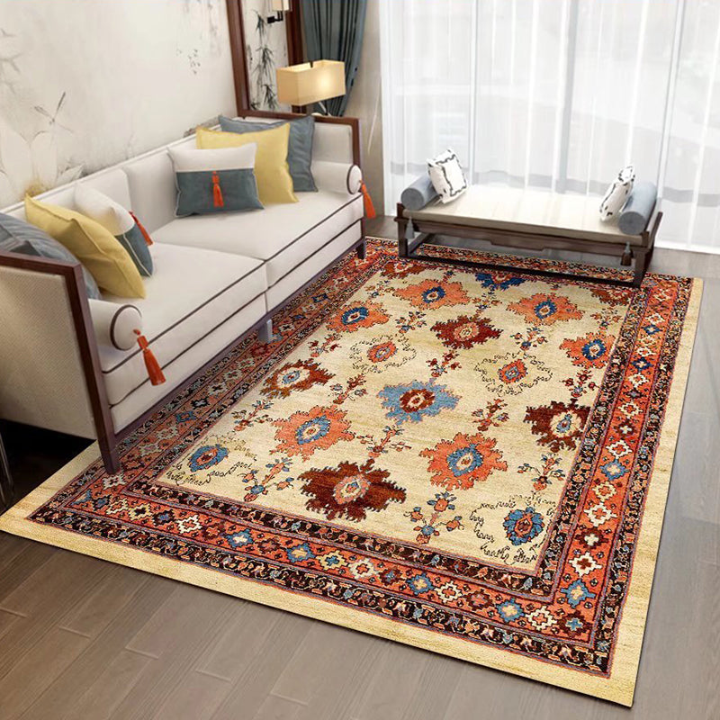 Mid-Century Area Rug Classic Floral Print Carpet Non-Slip Backing Carpet for Living Room