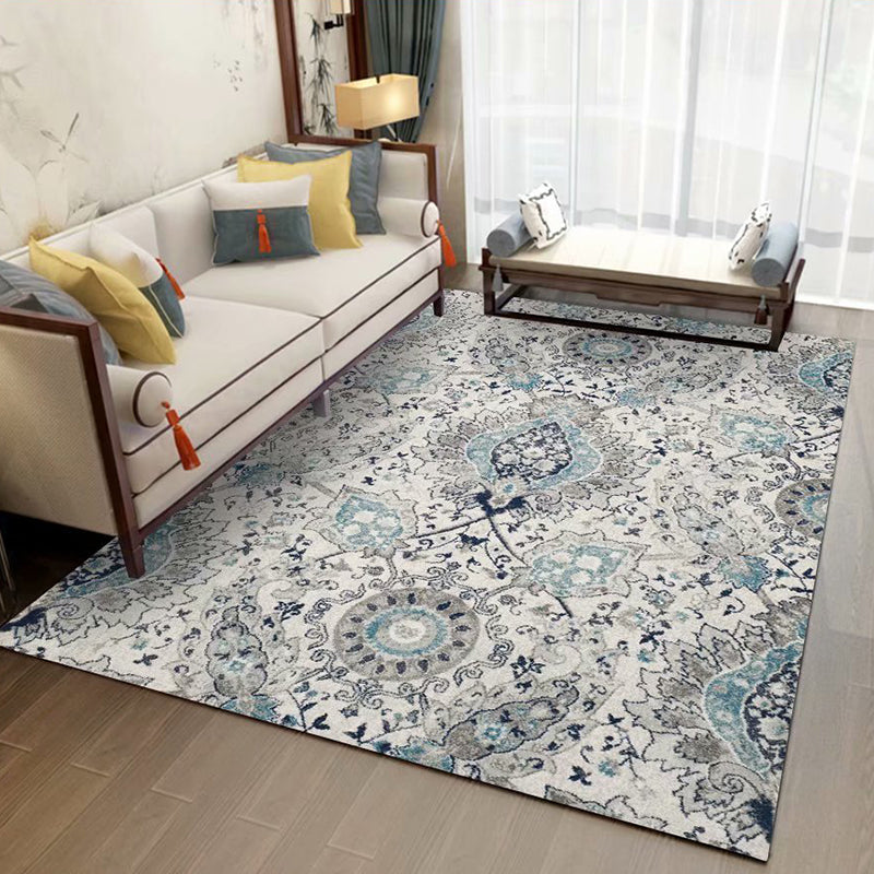 Mid-Century Area Rug Classic Floral Print Carpet Non-Slip Backing Carpet for Living Room