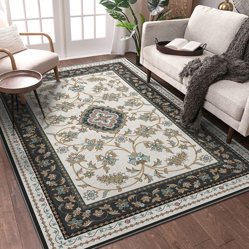 Alfombra de interior tradicional Medallón estampado alfombra de poliéster alfombra resistente a manchas para decoración del hogar