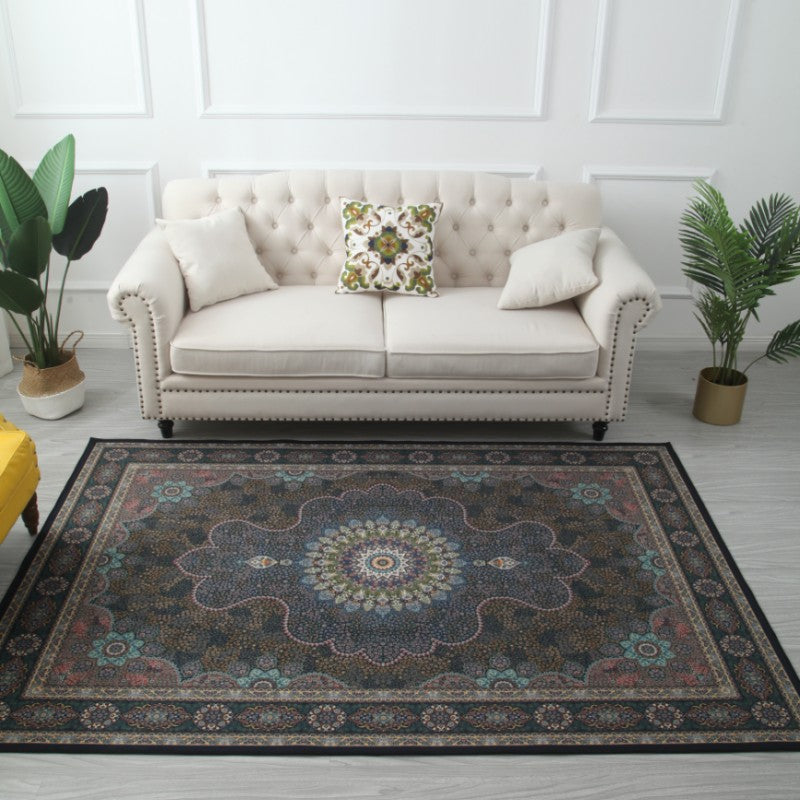 Traditional Tribal Totem Rug Polyester Indoor Rug Stain Resistant Area Carpet for Living Room