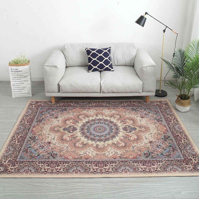Traditional Tribal Totem Rug Polyester Indoor Rug Stain Resistant Area Carpet for Living Room